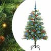 vidaXL Umestno božično drevo z LED lučmi Zelena 150 cm PVC in kovina