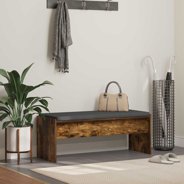 vidaXL Haldna klop z blazino Dimljeni oreh 103 x 38 x 40 cm