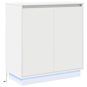 vidaXL LED bočni predalnik Bela 71 x 34,5 x 75 cm Konstruiran les