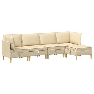 vidaXL Modularni kavč s shranjevanjem 5 kos Krem Blago