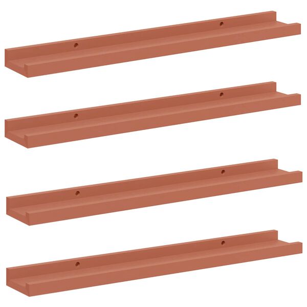 vidaXL Stenska polica 4 pcs Rdeča 60 x 9 x 3 cm Konstruiran les