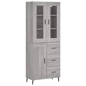 vidaXL Visoka komoda siva sonoma 69,5x34x180 cm inženirski les