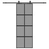 vidaXL Drsna vrata z opremo črna 76x205 cm kaljeno steklo