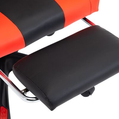 vidaXL Racing stol z oporo za noge rdeče in črno umetno usnje