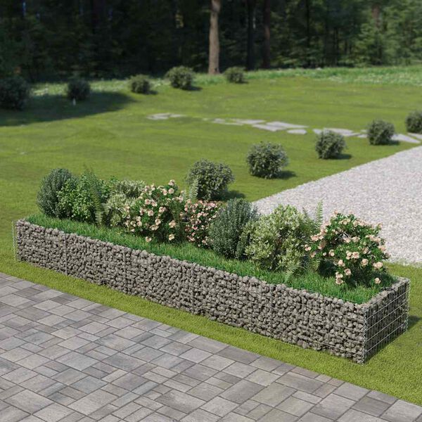 vidaXL Visoka greda gabion pocinkano jeklo 450x90x50 cm