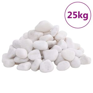 vidaXL Polirani kamenčki 25 kg beli 2-5 cm