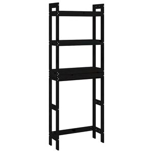 vidaXL Stojalo za kopalnico črno 63x26x171 cm trdna borovina