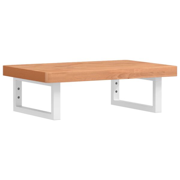 vidaXL Stenska polica za umivalnik jeklo in trdna bukovina