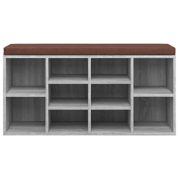 vidaXL Klop za čevlje siva sonoma 103x30x48 cm inženirski les