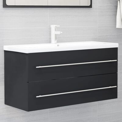 vidaXL 2-delni komplet kopalniškega pohištva siva iverna plošča