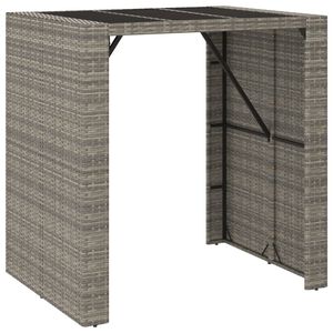 vidaXL Barska miza s stekleno plo&scaron;čo siva 105x80x110 cm poli ratan