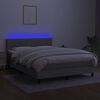 vidaXL Box spring postelja z vzmetnico LED svetlo siva 140x190cm blago
