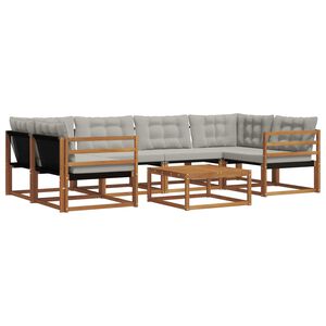 vidaXL Zunanja garnitura za sedenje 7 pcs Naravna in svetlo siva