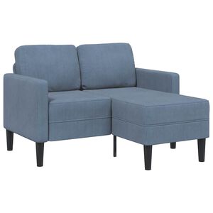 vidaXL 2-sedežni kavč z leži&scaron;čem v obliki črke L modra 125 cm platno