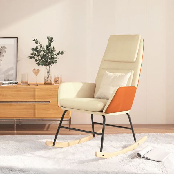 vidaXL Gugalni stol krem blago