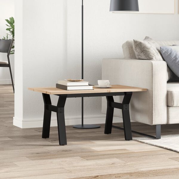 vidaXL Klubska mizica Y okvir 80x50x40 cm trdna borovina jeklo