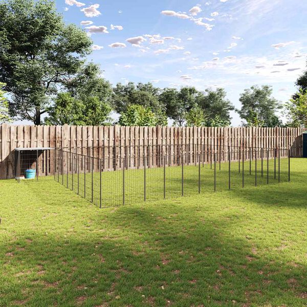 vidaXL Pasji boks črn 37,51 m² jeklo