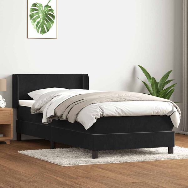 vidaXL Box Spring postelja z vzmetnico črna 100x210 cm Velvet