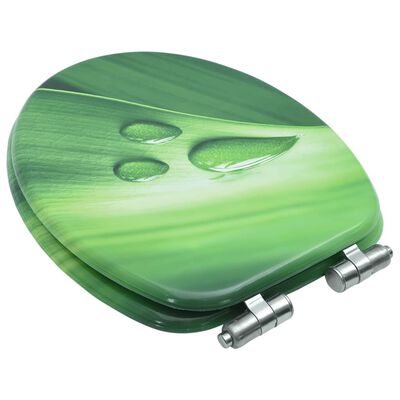 vidaXL Deska za WC školjko počasno zapiranje MDF zelena vodna kapljica