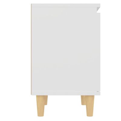 vidaXL Nočna omarica z lesenimi nogami bela 40x30x50 cm