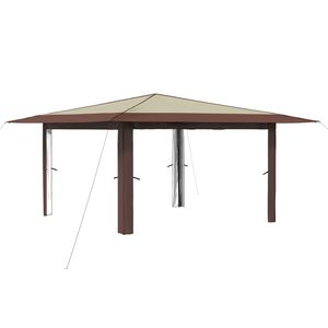 vidaXL Gazebo brez stranske stene 4 x 4 m Kremna in rjava