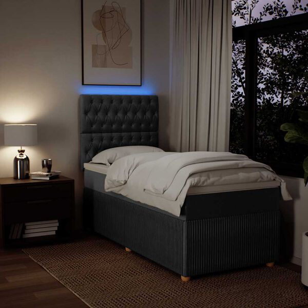 vidaXL Box spring postelja z vzmetnico temno siva 100x200 cm blago