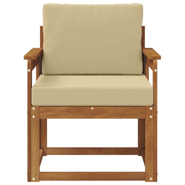 vidaXL Zunanji kavč Masivno akacijevo les in poliester Naravna