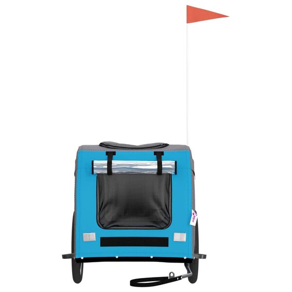 vidaXL Kolesarska prikolica za hi&scaron;ne ljubljenčke modra in siva