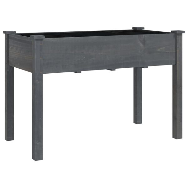 vidaXL Korito s podlogo in kolesi sivo 118x59x80 cm trden les jelke