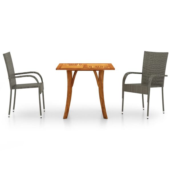 vidaXL Vrtna jedilna garnitura 3-delna siva