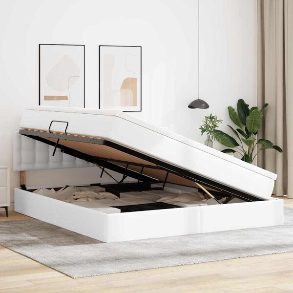 vidaXL Postelja z dodatnim prostorom za shranjevanje in LED osvetlitvijo