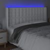 vidaXL LED posteljno vzglavje belo 163x16x118/128 cm umetno usnje