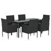 vidaXL Vrtna jedilna garnitura 7-delna z blazinami črna poli ratan