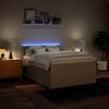 vidaXL Box spring postelja z vzmetnico krem 140x190 cm blago