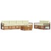 vidaXL Zunanja garnitura za sedenje z blazino 7 pcs Naravna in smetana