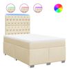 vidaXL Box spring postelja z vzmetnico krem 120x200 cm blago