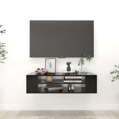 vidaXL Viseča TV omarica črna 100x30x26,5 cm iverna plošča