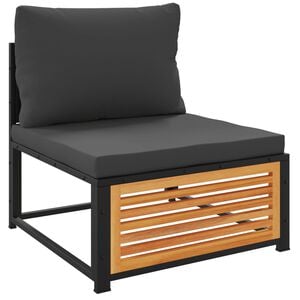 vidaXL Vrtni kavč brez naslonjal z blazinami trden akacijev les