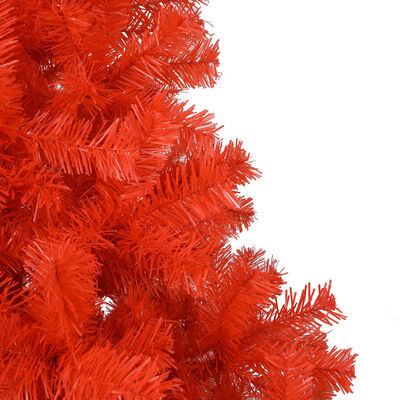 vidaXL Umetna osvetljena novoletna jelka z bunkicami rdeča 180 cm PVC