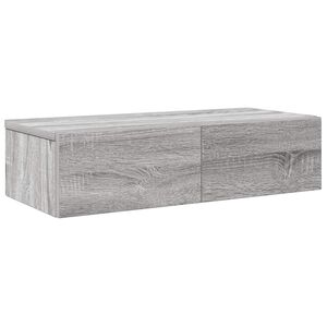vidaXL Stenska polica s predali siva sonoma 60x26,5x15 cm inž. les