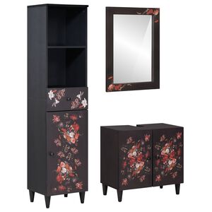 vidaXL Komplet omaric za kopalnico s predalom 3 pcs Masiven les manga