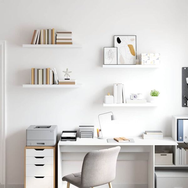 vidaXL Stenske police 4 kosi bele 80x23,5x3,8 cm MDF