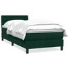 vidaXL Box Spring postelja z vzmetnico Temno zelena 100x220 cm Žamet