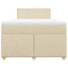 vidaXL Box spring postelja z vzmetnico krem 120x200 cm blago