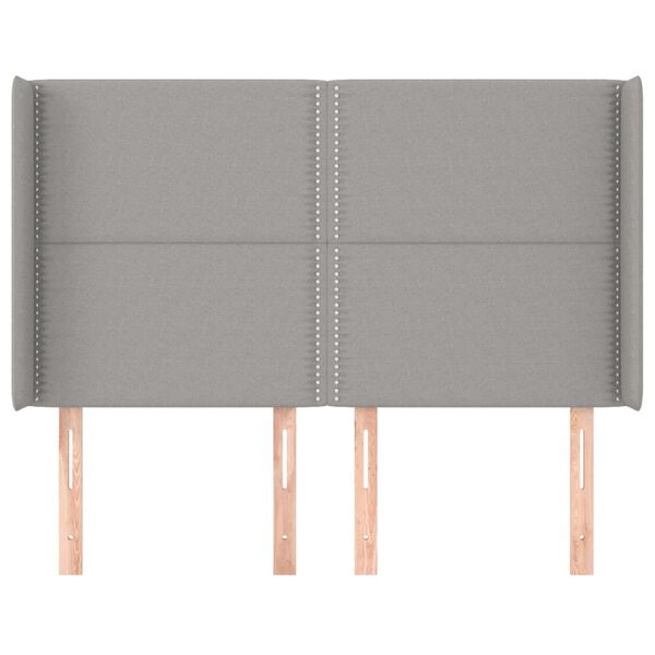 vidaXL Vzglavje z u&scaron;esi svetlo sivo 147x16x118/128 cm blago