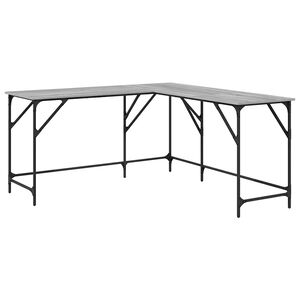 vidaXL Pisalna miza siva sonoma 149x149x75 cm inženirski les