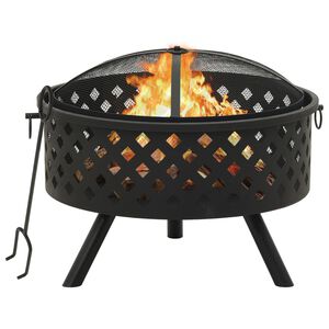 vidaXL Ognji&scaron;če z grebljico 68 cm XXL jeklo