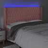 vidaXL LED posteljno vzglavje roza 183x16x118/128 cm žamet