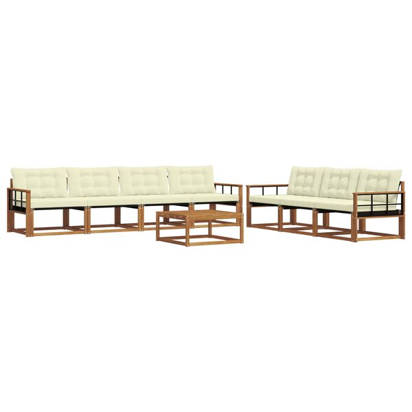 vidaXL Zunanja garnitura za sedenje z blazino 8 pcs Naravna in smetana