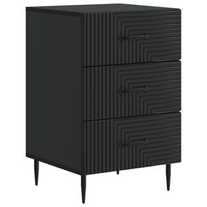vidaXL Nočna omarica s predalom Črna 43 x 41 x 66,5 cm Inženirski les